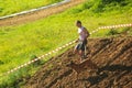 OPATOV, CZECHIA - September 5 2020: Hard Dog Race, difficult obstacle race for the public in tandem with the dog