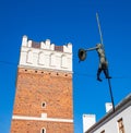 Opatowska Gate and Rafter Sculpture Royalty Free Stock Photo