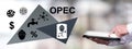 Opec concept with man using a tablet