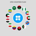 OPEC Countries (Organisation of the Petroleum Exporting Countries) Circle flag icon set