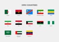 OPEC Countries (Organisation of the Petroleum Exporting Countries) Rectangle flag icon collection