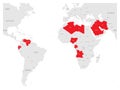 OPEC, Organization of the Petroleum Exporting Countries. World map with red highlighted member states since 2017. Vector