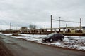 Opel Astra on train station in Jan Palach\'s Vsetaty in Czechia on colour film photo