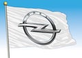 Opel cars international group, flags with logo, illustration