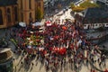 Opel workers demonstrate against job cuts at the Hauptwache in Frankfurt, Germany.