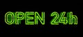 Open 24h Neon Sign on Black Royalty Free Stock Photo