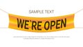 We are open advertising banner grand store opening concept label with text flat copy space Royalty Free Stock Photo
