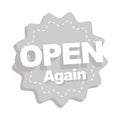 Open again business sticker label flat icon