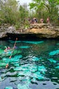 Open air cenote at the Yucatan jungle in Mexico