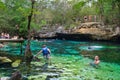 Open air cenote at the Yucatan jungle in Mexico