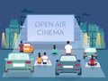 Open air cinema, vector poster design template Royalty Free Stock Photo