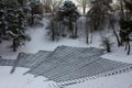 Open air concert venue in a park in Vilnius in winter. Lithuania Royalty Free Stock Photo