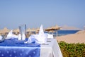 Open-air dining area at a tropical resort Royalty Free Stock Photo