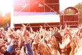 Open air festival crowd hands Royalty Free Stock Photo