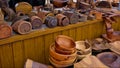 Street trade in polished wood products in Kropivnitskiy, Ukraine