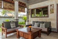 Open air living room at traditional villa Royalty Free Stock Photo