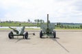 Open-air museum. artillery gun of the second world war Royalty Free Stock Photo