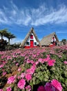 Open-air museum with traditional colorful thatched houses where you can buy local handicrafts, Santana, Madeira, Portugal