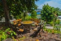 Open air picnic table Royalty Free Stock Photo