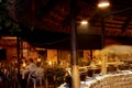 Open air safari restaurant interior at night Royalty Free Stock Photo