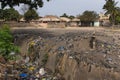 Open air sewer near a residential area at the Bandim Neighbourhood if the city of Bissau.