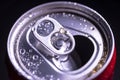 Open aluminum can with water drops or dew close-up macro shot Royalty Free Stock Photo