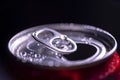 Open aluminum can with water drops or dew close-up macro shot Royalty Free Stock Photo