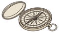 Open Antique Pocket Compass Classic Navigational Aid, vector design Generative AI Royalty Free Stock Photo