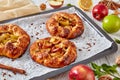 Open apple pies, galettes with apple slice