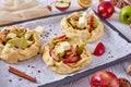 Open apple pies, galettes with apple slices
