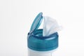 Open Aquamarine Cap Of A Disinfectant Wipes Container