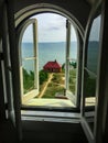 Open Windows in a Lighthouse Overlooking Lake Superior Royalty Free Stock Photo