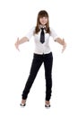 Open Arm Office Girl. Royalty Free Stock Photo