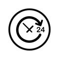 Open Around the Clock a day icon in Circle line - vector iconic