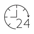 Open around the clock linear icon