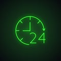 Open around the clock neon light icon