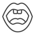 Open baby mouth line icon, child body concept, Open baby lips sign on white background, child lips icon in outline style