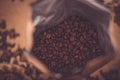 An open bag of coffee beans Royalty Free Stock Photo