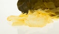 Open bag with potato chips isolate on white background. Royalty Free Stock Photo