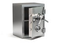 Open bank vault safe isolated on white. Security and protection