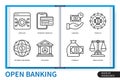 Open banking infographics linear icons collection Royalty Free Stock Photo