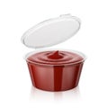 Open barbecue sauce dip container isolated on white. 3D rendering