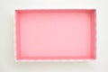 open beautiful pink box on white background, package for design