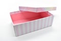 open beautiful pink box on white background, package for design