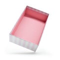 open beautiful pink paper box on white background