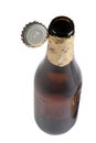Open beer bottle with cover Royalty Free Stock Photo