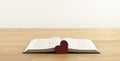 Open Bible book on a wooden table. prayer Royalty Free Stock Photo