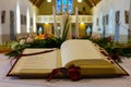 Open Bible in Church. Close up Royalty Free Stock Photo