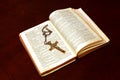 Open bible and crucifix Royalty Free Stock Photo