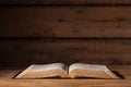 Open bible on desk Royalty Free Stock Photo